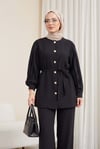 Karpuz Kol Beli Bağcıklı Pantolonlu Lena Takım -Siyah-Takım-442-10085-R01