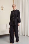 Karpuz Kol Beli Bağcıklı Pantolonlu Lena Takım -Siyah-Takım-442-10085-R01