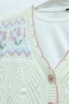 Kelebek Desenli Renkli Düğmeli Ajurlu Triko Hırka  -Beyaz-Hırka-109-1232-R02