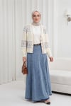 Kelebek Desenli Renkli Düğmeli Ajurlu Triko Hırka  -Beyaz-Hırka-109-1232-R02
