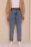 Kemerli Kot Pantolon -Açık Mavi-Kot Pantolon-318-4801-R25