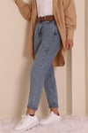 Kemerli Kot Pantolon -Açık Mavi-Kot Pantolon-318-4801-R25