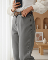 Kemerli Kot Pantolon -Füme-Kot Pantolon-318-4801-R18