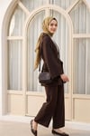 Kemerli Pantolonlu Kimono Takım   -Kahve-Takım-307-0047-R15