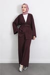 Kemerli Pantolonlu Kimono Takım   -Mürdüm-Takım-307-0047-R09