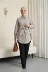 Kendinden Kuşaklı Poplin Tunik -Taş-Tunik-307-0105-R43
