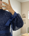 Kesme Boncuklu Şerit Payet Kemerli Abiye  -Laci-Abiye-316-4677-R03