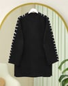Kolları İpli Çizgili Yumoş Triko Tunik -Siyah-Kazak-295-4522-R01