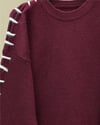 Kolları İpli Çizgili Yumoş Triko Tunik -Bordo-Kazak-295-4522-R04