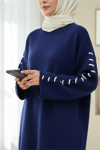 Kolları İpli Çizgili Yumoş Triko Tunik -Laci-Kazak-295-4522-R03