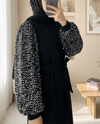 Kolları Pullu Kemerli İthal Likralı Krep Elbise  -Gümüş-Elbise-349-8031-R47