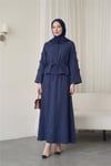 Kolları Ve Eteği Çiçekli Beli Bağcıklı Gömlek Etek İkili Modal Takım  -Laci-Takım-398-22019-R03
