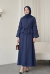 Kolları Ve Eteği Çiçekli Beli Bağcıklı Gömlek Etek İkili Modal Takım  -Laci-Takım-398-22019-R03