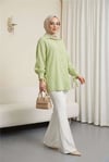 Kolu Bağcıklı Çizgi Desen Çilek Gömlek -Çağla Y.-Tunik-434-5370-R70