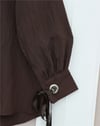 Kolu Bağcıklı Çizgi Desen Çilek Gömlek -Kahve-Tunik-434-5370-R15