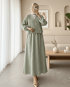 Kolu Bağlamalı Önü Düğmeli Etekli Takım    -Çağla Y.-Takım-307-2291-R70