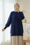 Kolu Çiçek Detaylı Yuvarlak Yaka Yumoş Triko Kazak -Laci-Kazak-295-4526-R03