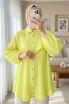 Kolu Fırfır Detaylı  Lastikli Tunik -Açık Sarı-Tunik-346-3072-R75