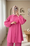 Kolu Fırfır Detaylı  Lastikli Tunik -Pembe-Tunik-346-3072-R20