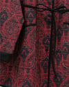 Kolu Katlamalı Beli Bağcıklı Etnik Desen Ceket -Bordo-Ceket-238-3152-R04