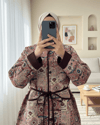 Kolu Katlamalı Beli Bağcıklı Etnik Desen Ceket -G.Kurusu-Ceket-238-3152-R27