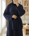 Kolu Katlamalı Beli Kemerli Yırtmaçlı Triko Takım  -Laci-Takım-295-2700-R03