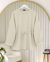 Kolu Katlı Beli Bağlamalı Yırtmaçlı Penye Tunik -Bej-Tunik-349-7087-R56