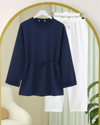 Kolu Katlı Beli Bağlamalı Yırtmaçlı Penye Tunik -Laci-Tunik-349-7087-R03
