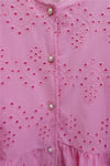 Kolu Lastikli Ajurlu Düğmeli Astarlı Gömlek  -Pembe-Tunik-144-5003-R20