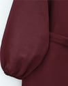 Kolu Lastikli Beli Bağcıklı Uzun Müslin Tunik -Bordo-Tunik-346-12602-R04