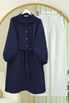 Kolu Lastikli Beli Bağcıklı Uzun Müslin Tunik -Laci-Tunik-346-12602-R03
