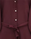 Kolu Lastikli Beli Bağcıklı Uzun Müslin Tunik -Bordo-Tunik-346-12602-R04