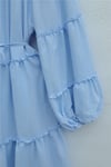 Kolu Lastikli Beli Bağlamalı Katlı Fırfır Detaylı Elbise  -Bebe Mavi-Elbise-307-0063-R32