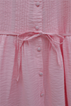 Kolu Lastikli Fırfır Detaylı Beli Bağcıklı Nervürlü Cupra Tunik  -Pembe-Tunik-307-0109-R20