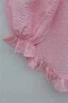 Kolu Lastikli Fırfır Detaylı Beli Bağcıklı Nervürlü Cupra Tunik  -Pembe-Tunik-307-0109-R20