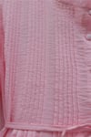 Kolu Lastikli Fırfır Detaylı Beli Bağcıklı Nervürlü Cupra Tunik  -Pembe-Tunik-307-0109-R20