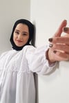 Kolu Lastikli Güpürlü Gömlek -Beyaz
