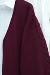 Kolu Saç Örgülü Salaş Triko Hırka -Bordo-Hırka-295-03434-R04