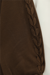 Kolu Saç Örgülü Salaş Triko Hırka -Kahve-Hırka-295-03434-R15