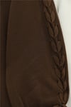 Kolu Saç Örgülü Salaş Triko Hırka -Kahve-Hırka-295-03434-R15