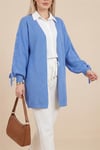 Kolu Saç Örgülü Salaş Triko Hırka -Mavi-Hırka-295-03434-R31