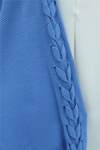 Kolu Saç Örgülü Salaş Triko Hırka -Mavi-Hırka-295-03434-R31