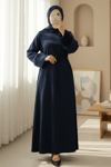 Kolu Tüylu Beli Bağlamalı Uzun Selanik Elbise -Laci-Elbise-253-13130-R03