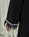 Kolu Tüylü Sıralı Taş Detaylı Kemerli Abaya -Siyah-Abaya-316-4848-R01