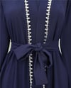 Kolu Tüylü Sıralı Taş Detaylı Kemerli Abaya  -Laci-Abaya-316-4848-R03