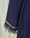 Kolu Tüylü Sıralı Taş Detaylı Kemerli Abaya  -Laci-Abaya-316-4848-R03