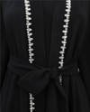 Kolu Tüylü Sıralı Taş Detaylı Kemerli Abaya -Siyah-Abaya-316-4848-R01