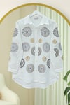Kolu Ve Önü Nakış İşlemeli Düğmeli Keten Gömlek -Beyaz-Gömlek-430-2179-R02