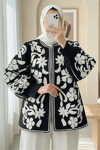 Kolu Ve Önü Nakışlı Astarlı Ceket -Siyah-Ceket-118-3909-R01