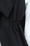 Kruvaze Yaka Beli Lastikli Yelek Pantolon Modal Takım -Siyah-Takım-398-22024-R01